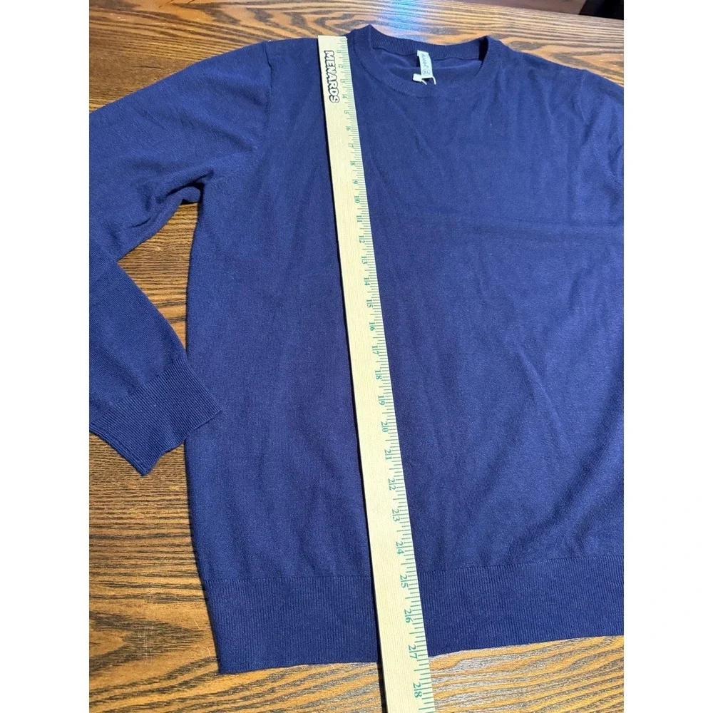 MLANM‎ Womens Navy Blue Crew Neck Long Sleeve Sweater Knit Top XL soft classic